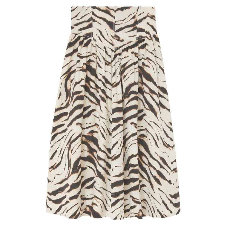 Drop Waist Zebra Print Maxi Skirt image number null