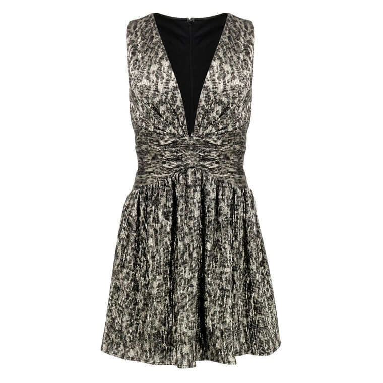 Judy Deep V Metallic Dress image number null