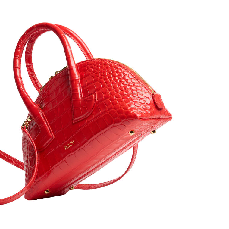 Le Patou Bowling Bag In Croc Embossed Leather image number null