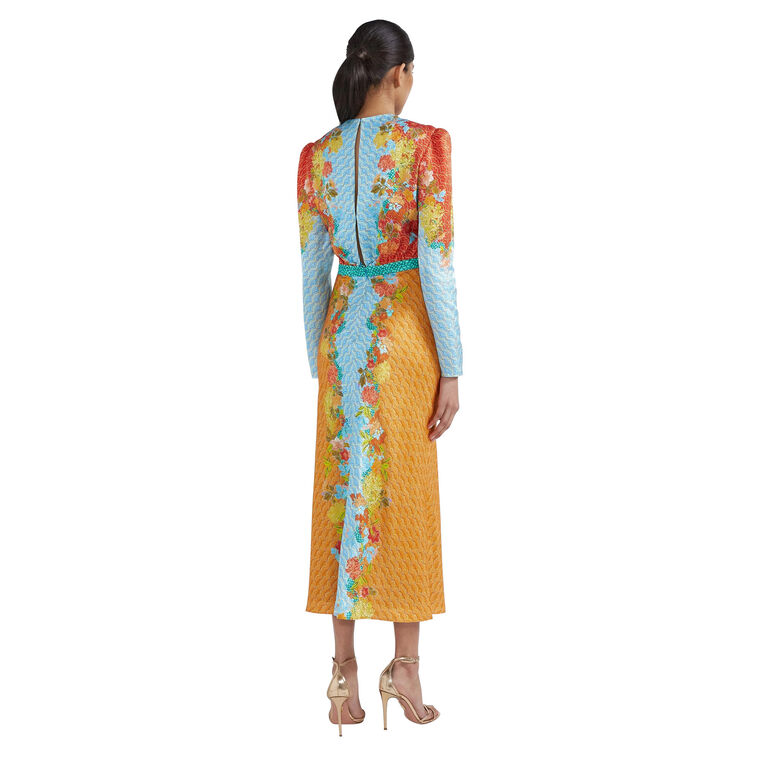 Claudia Long Sleeve Silk Midi Dress image number null