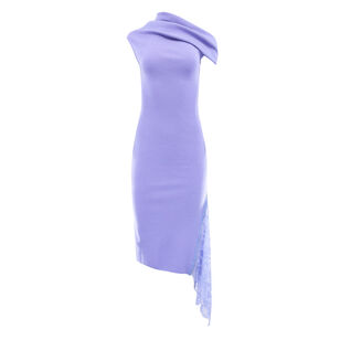Lace Insert Knitted Off-The-Shoulder Maxi Dress