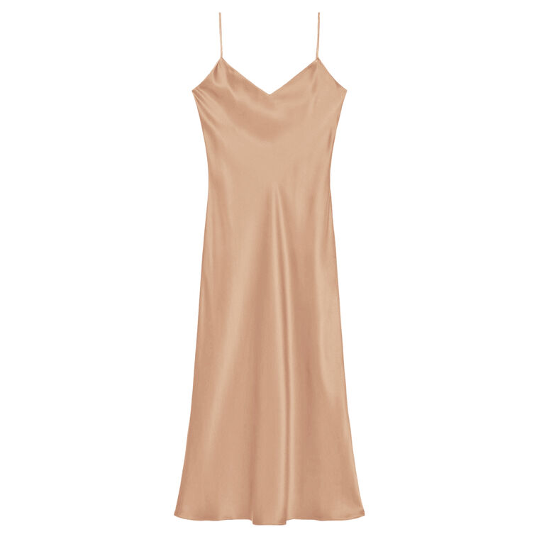 Taylor V-Neck Bias Cut Silk Midi Dress image number null