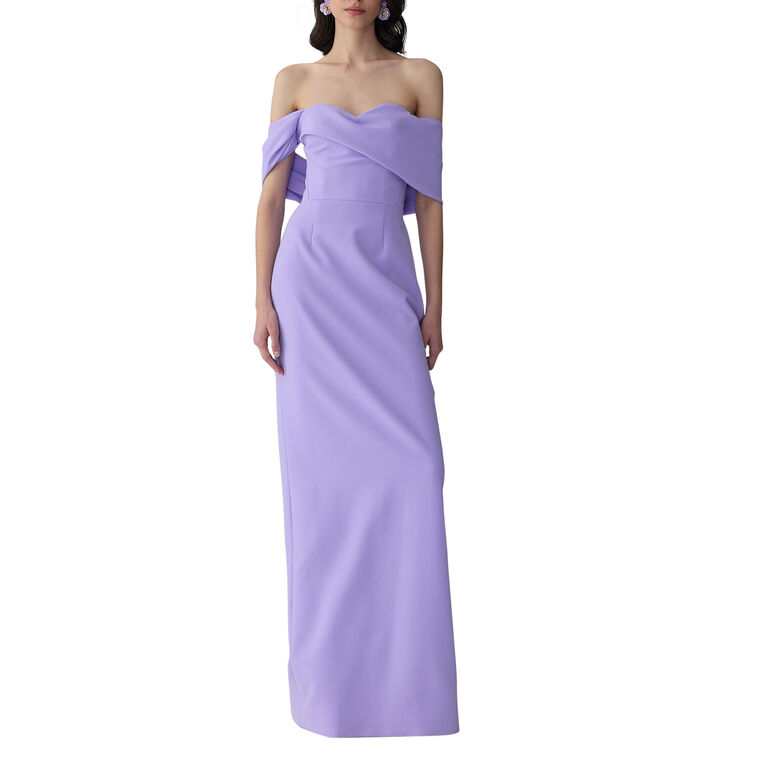 Sofia Draped Off Shoulder Column Gown image number null