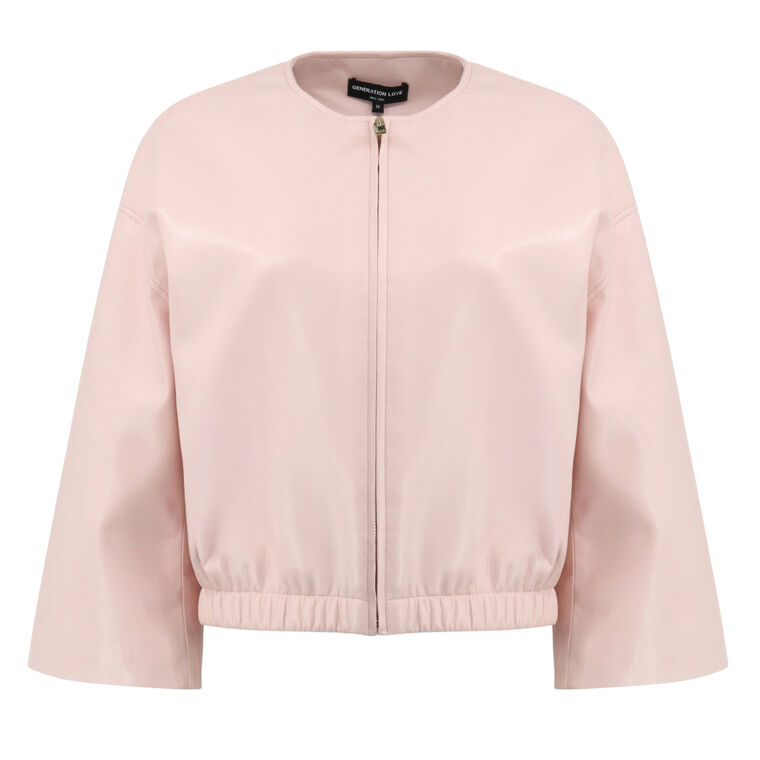 Brando Vegan Leather Short Sleeve Bomber Jacket image number null