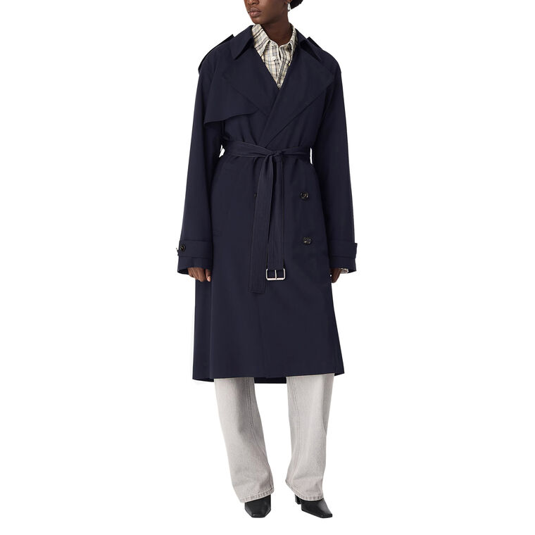 Fine Wool Belted Trench Coat image number null