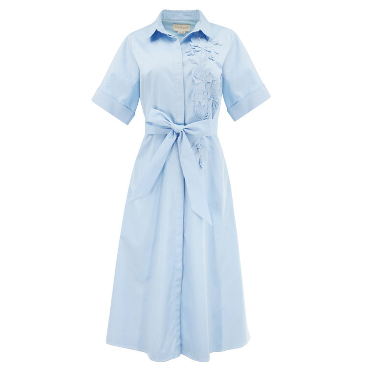 Willow Short Sleeve Belted Cotton Midi Dress image number null