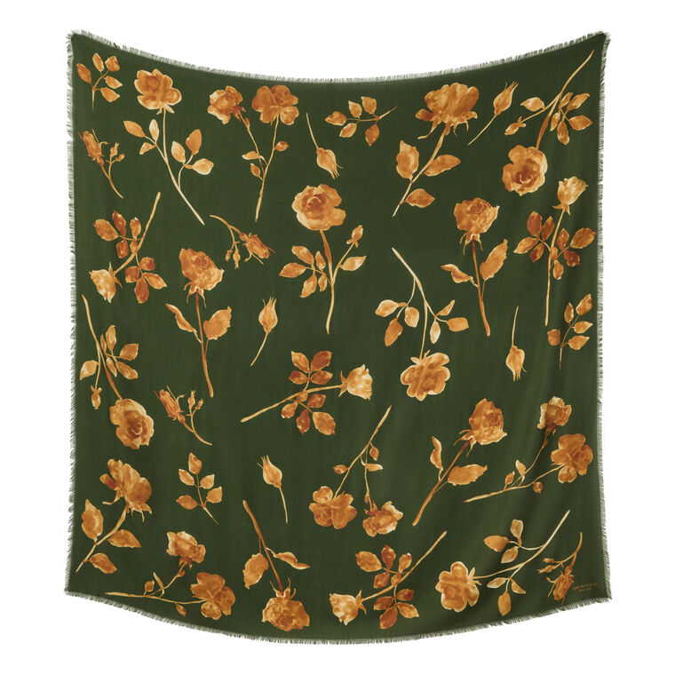 Painted Roses Cashmere-Silk Scarf image number null