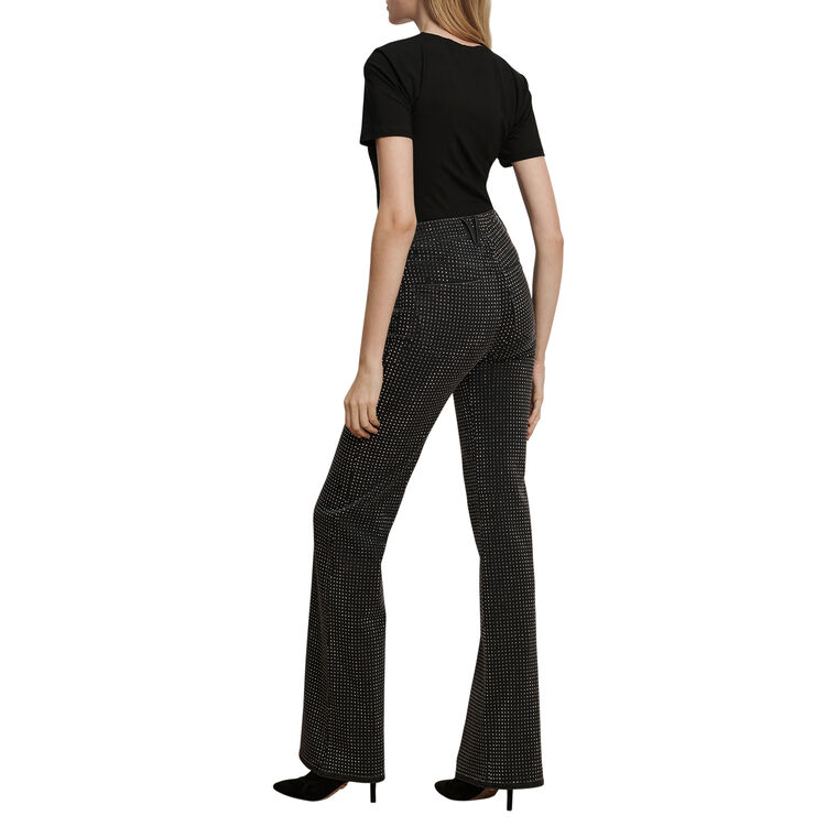 Crosbie Rhinestone High Rise Slim Wide-leg Jean image number null