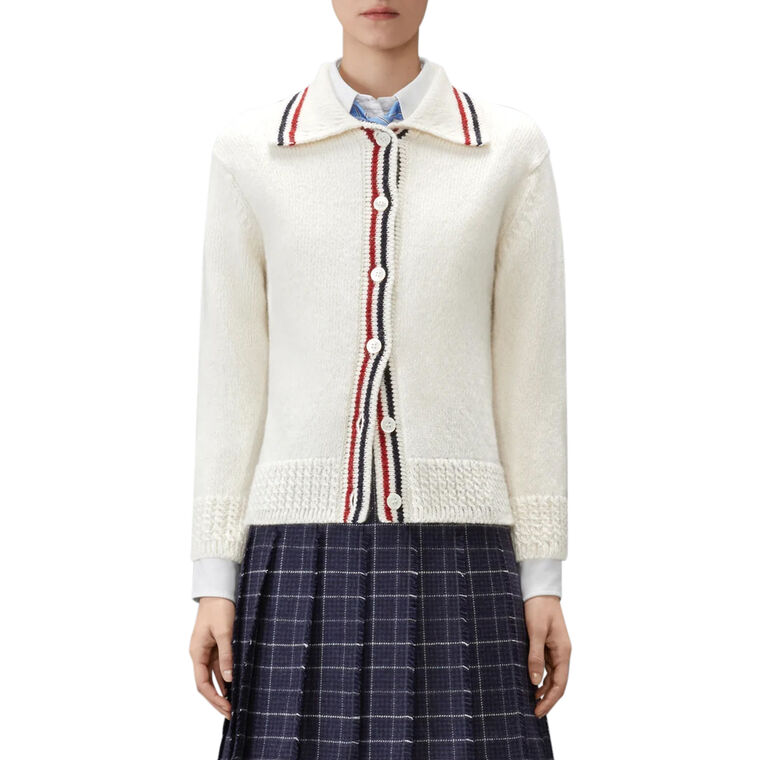 Hector Pointelle Intarsia Polo Cardigan image number null