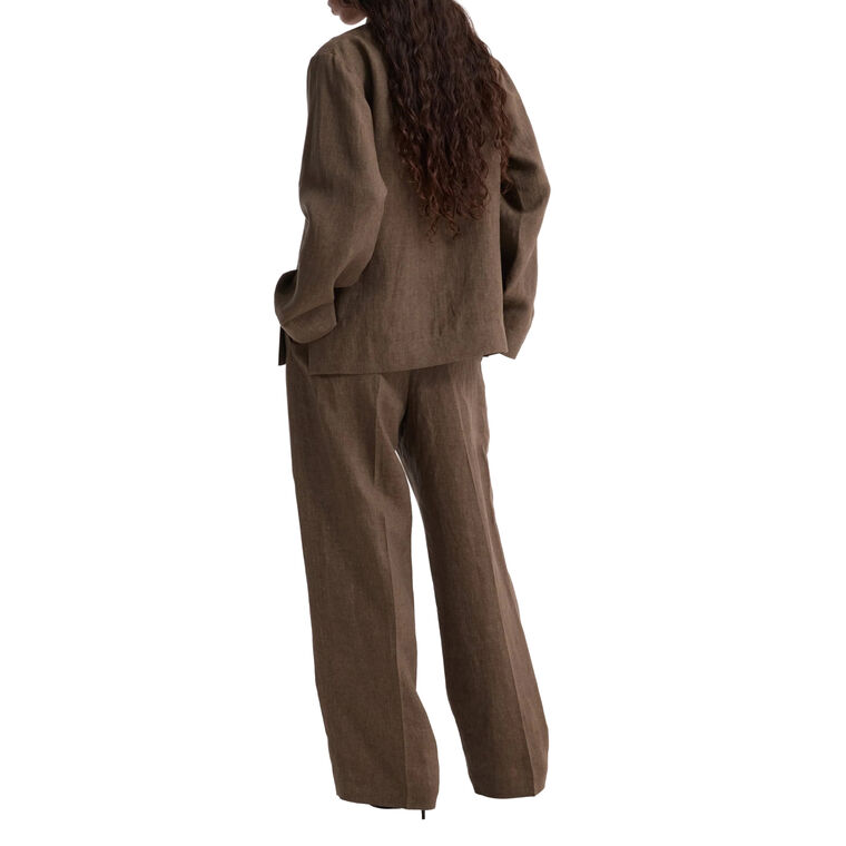 Mandarin Collar Pankou Closure Linen Jacket image number null