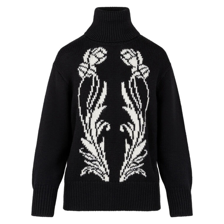 Art Deco Intarsia Knit Sweater image number null
