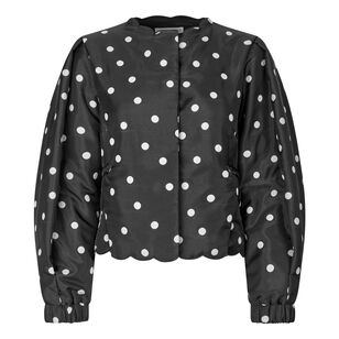 Quilted Dots Voluminous Sleeve Jacket