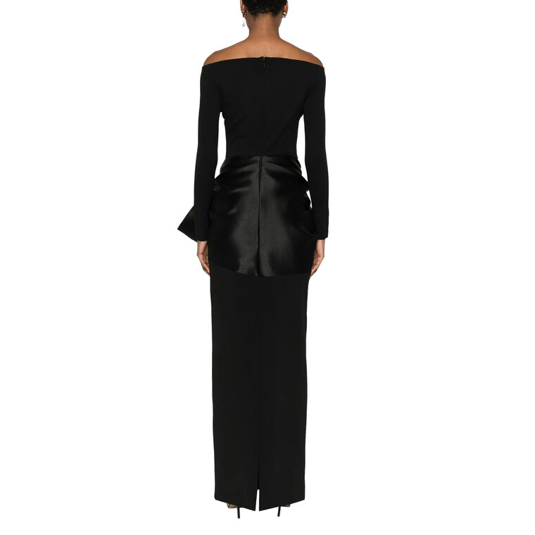 Kori Long Sleeve Satin-Detail Maxi Dress image number null