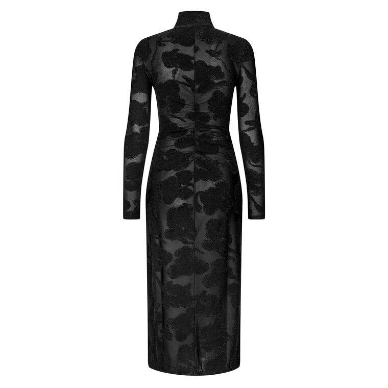 Lurex Jersey Long Sleeve Zip Front Midi Dress image number null