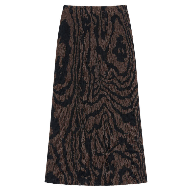 Wood Grooves Print Pull On Midi Skirt image number null