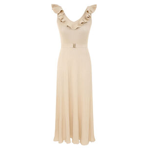 Awaken Belted Metallic Knit Sleeveless Midi Dress