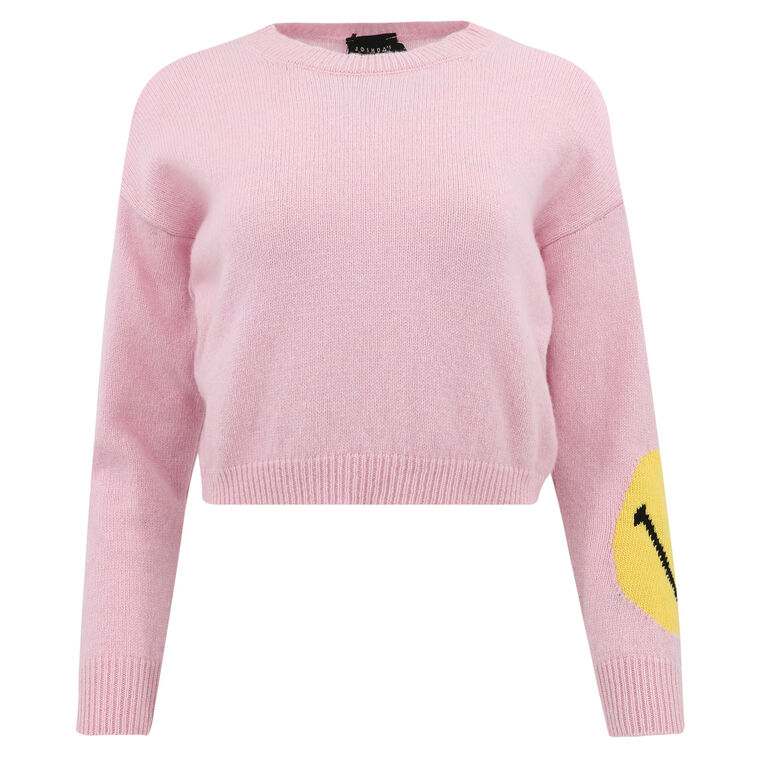 Smiley Crop Long Sleeve Sweater image number null