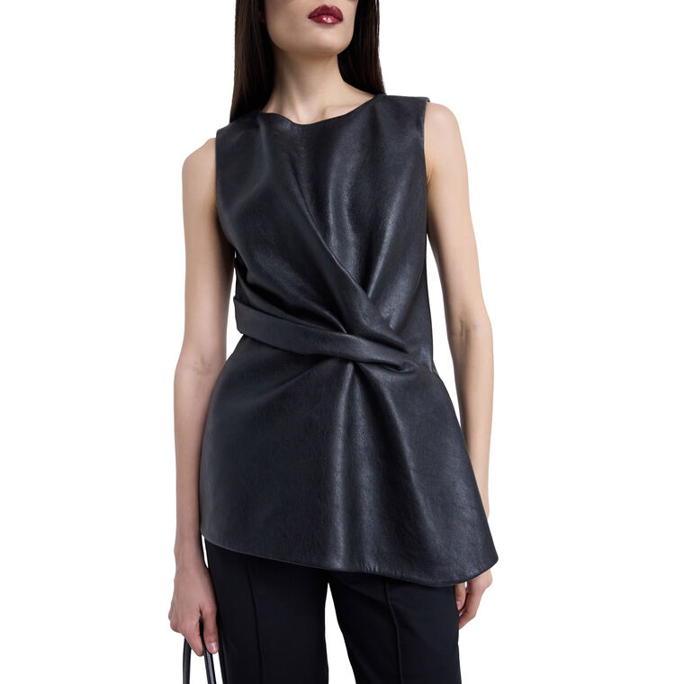 Kate Drape Top In Vegan Leather image number null