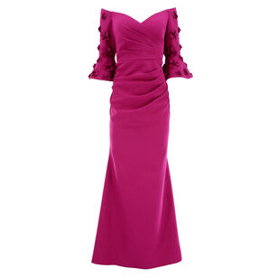 Draped Gown With Sleeve Embellishment