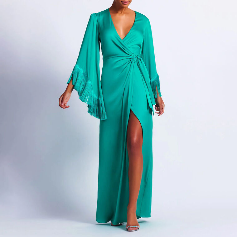 Fringe Trim Wrap Dress image number null
