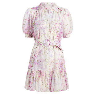 Midsummer Bloom Halbini Short Sleeve Belted Mini Dress