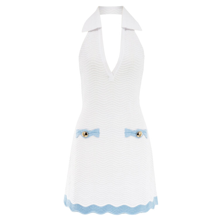 Dorianne Sleeveless Collared Metallic Rib Knit Mini Dress image number null