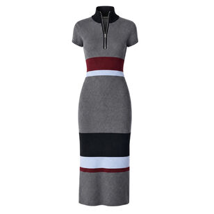 Dasha Cap Sleeve Mock Neck Half Zip Midi Dress