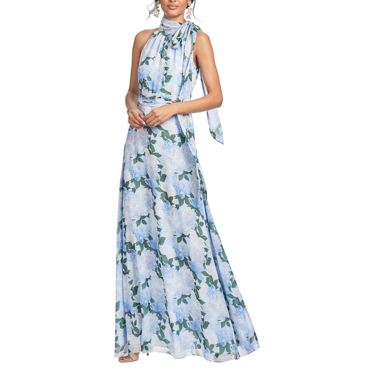Kayla Tie-Neck Sleeveless Chiffon Gown image number null