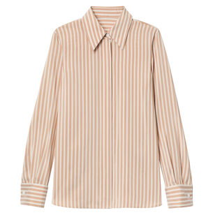 Striped Silk French Cuff Blouse