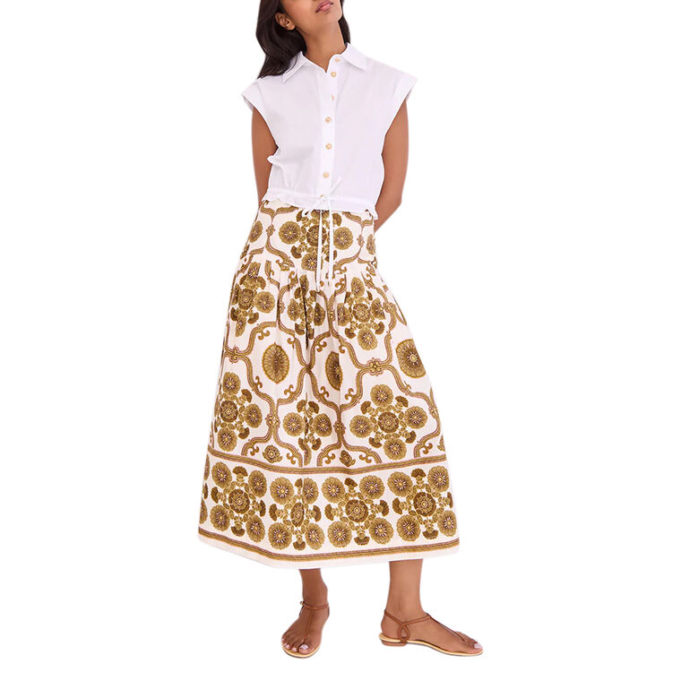Diya Tiered Cotton Poplin Midi Skirt image number null