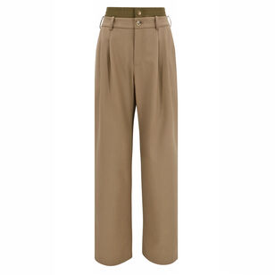 Double Waistband Straight-Leg Pant