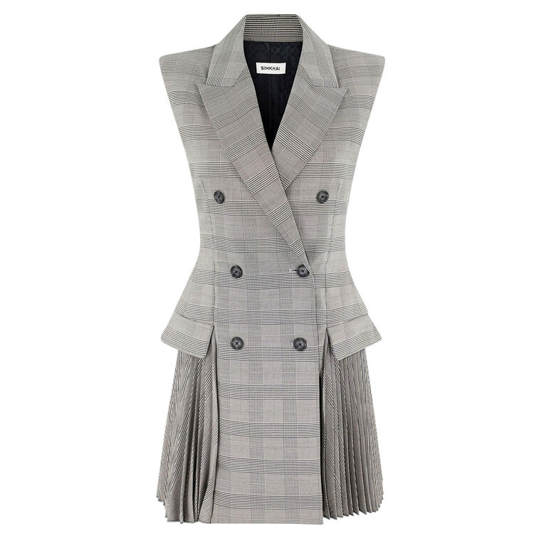 Tanaka Sleeveless Houndstooth Mini Blazer Dress image number null