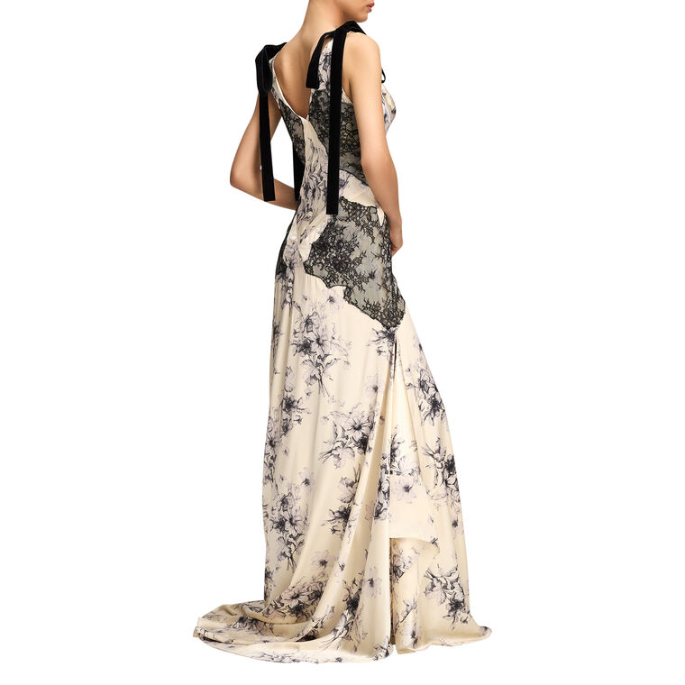Sleeveless Handsketched Floral Antonella Gown image number null