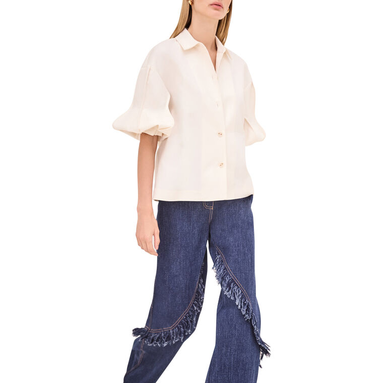 Elsie Short Sleeve Collared Button-Down Top image number null