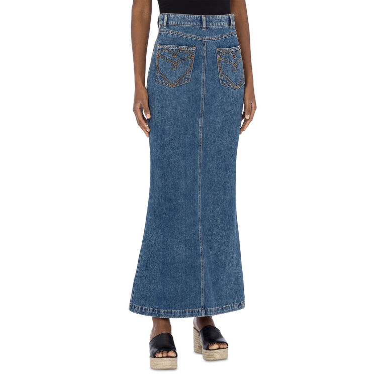Front Heart Pocket Denim Skirt image number null