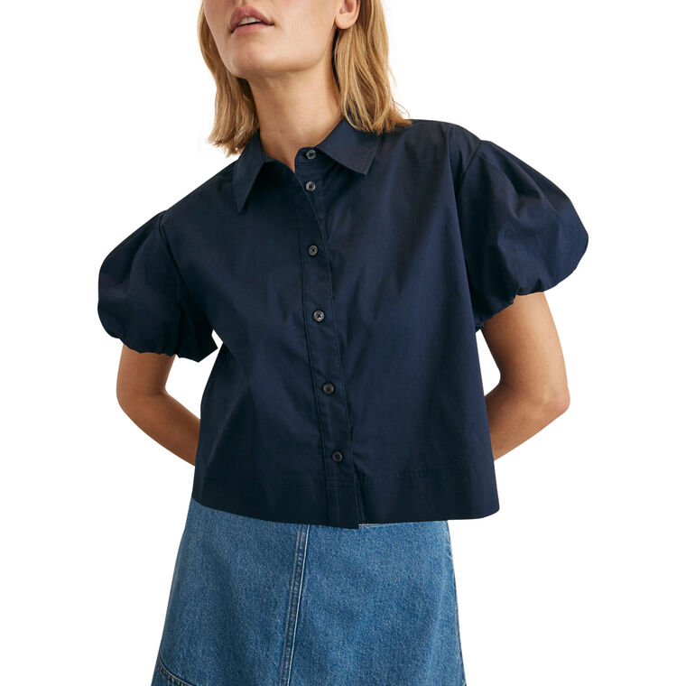 Elza Puff Sleeve Cotton Poplin Top image number null