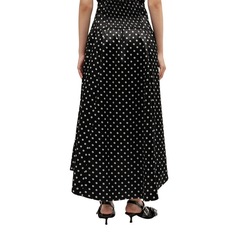 Polka-Dot Double Satin Corset Midi Skirt image number null