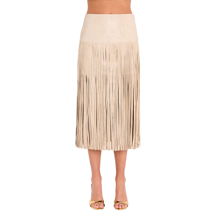 Parker Snake Print Leather Midi Skirt image number null