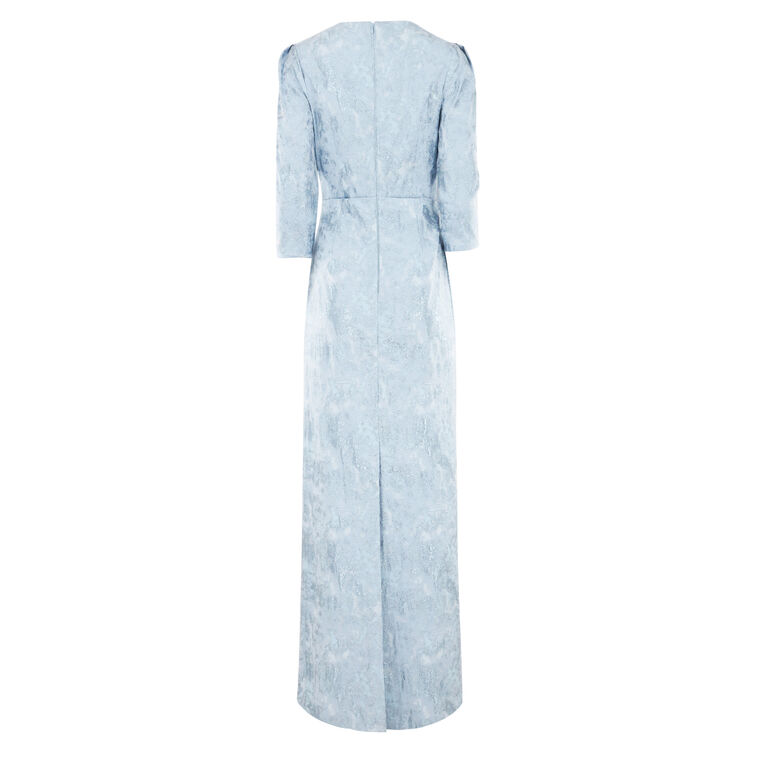 Stretch Jacquard V-Neck Ruched Gown image number null