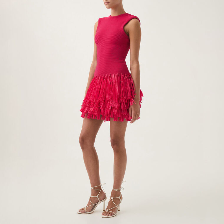 Rushes Raffia Knit Mini Dress image number null