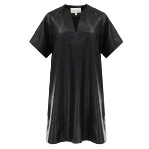 The Hattie Short Sleeve Vegan Leather Mini Dress