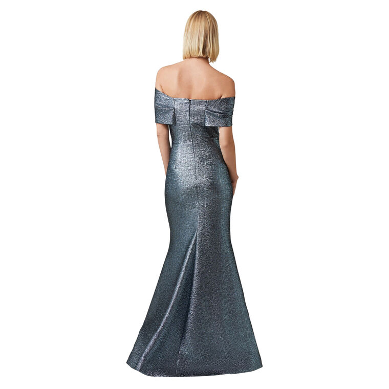 Jacquard Twist Bodice Off The Shoulder Gown image number null