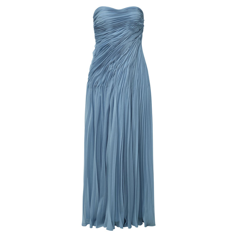Elea Strapless Asymmetrical Pleated Gown image number null