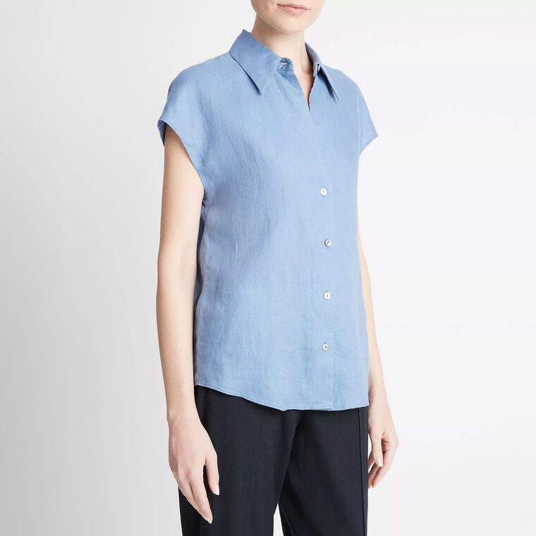 Cap Sleeve Button Down Blouse image number null