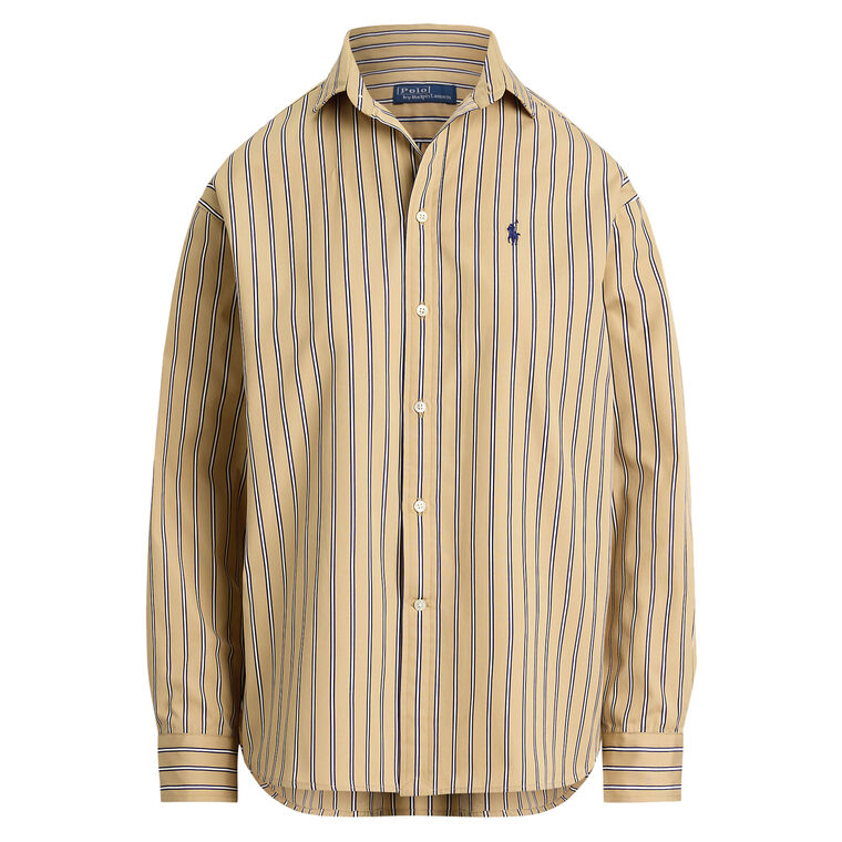 Long Sleeve Relaxed Fit Striped Cotton Shirt image number null