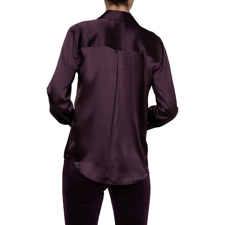 Divya Long Sleeve Pintuck Tux Silk Shirt image number null