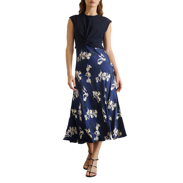 Rosabeth Twist-Front Cap Sleeve Midi Dress image number null