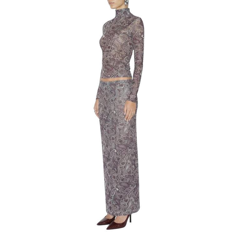 Lorden Paisley Mesh Turtleneck Top image number null