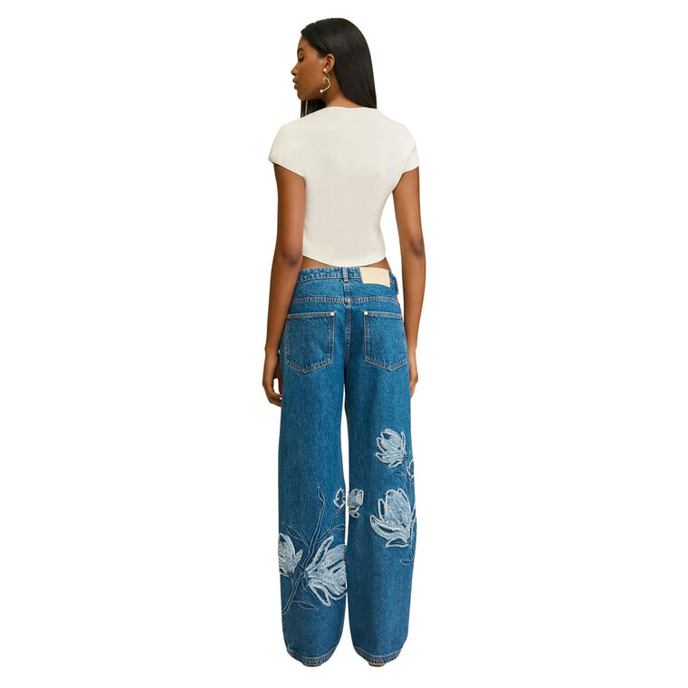 Flo Straight-Leg Low-Rise Embroidery Jean image number null