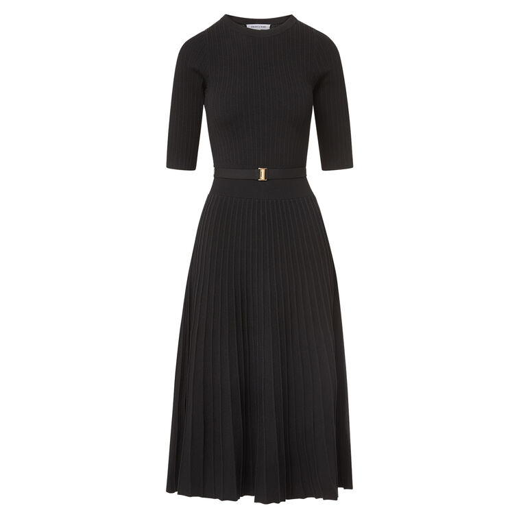 Elthea Short Sleeve Knit Belted Midi Dress image number null